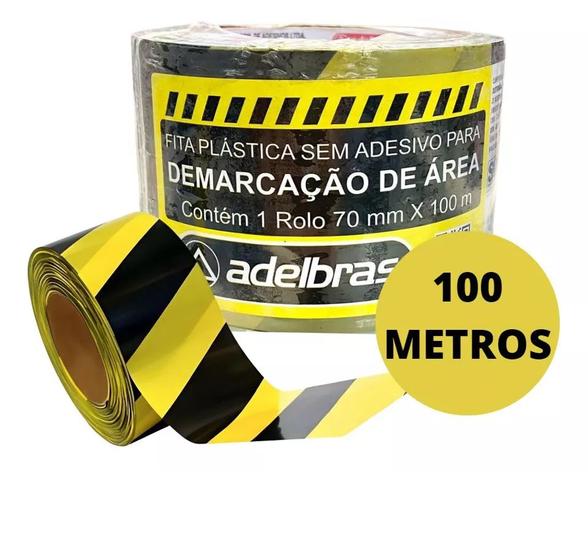 Imagem de Fita De Sinalização Zebrada Demarcação 70mmx100mt C/5 Rolos