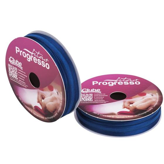 Imagem de Fita de Voal Azul Escuro - Cor 215 - 10m x 7mm - 1 unidade - Fitas Progresso - Rizzo
