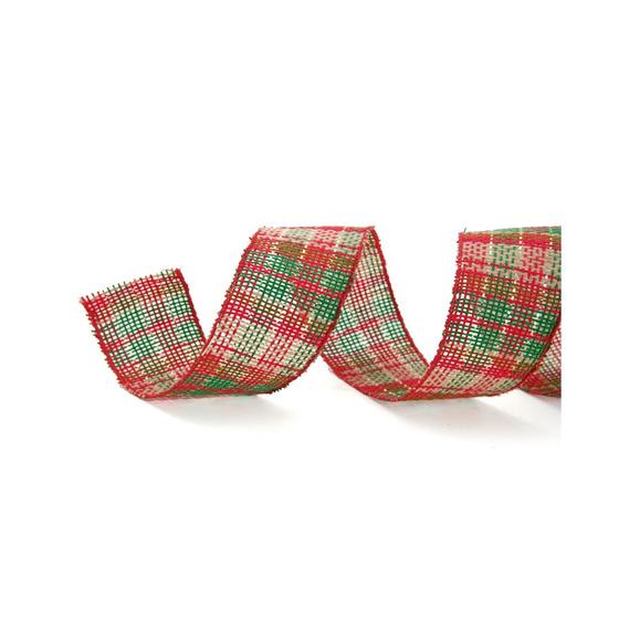 Imagem de Fita Decorativa de Natal Aramada - Xadrez Vermelha e Verde - 6,3x9,14cm - 1 unidade - Cromus - Rizzo