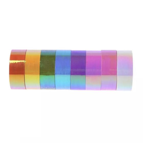 Imagem de Fita Decorativa Washi Tape - Holográfica Kit Com 10 Unidades