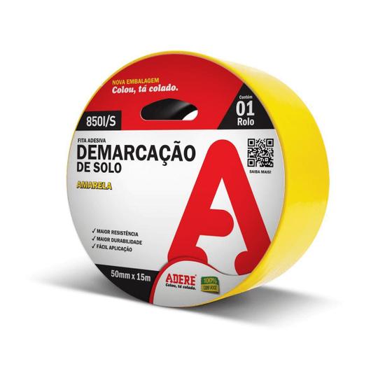 Imagem de Fita demarcação de solo 50mmx15m Amarelo Adere