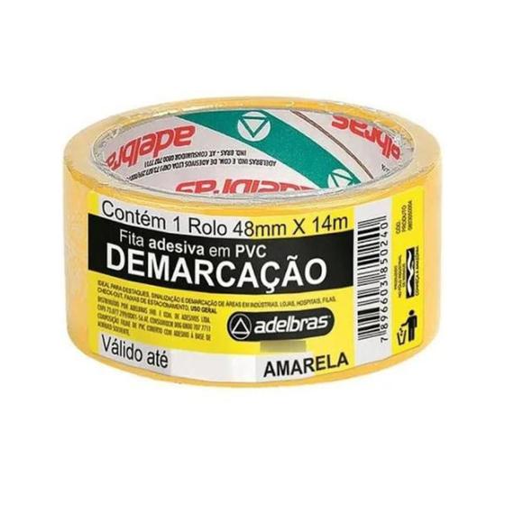 Imagem de FITA DEMARCAÇÃO DE SOLO AMARELA 48MMx14M ADELBRAS