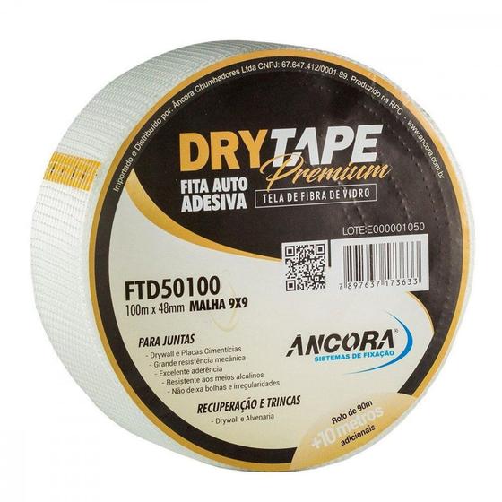 Imagem de Fita Drywall Ancora Telada Fibra De Vidro 48Mmx100M  Ftd50100