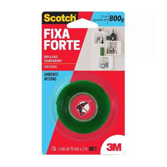 Imagem de Fita Dupla Face 3m 19mm X 2m Transparente Fixa Forte Interno