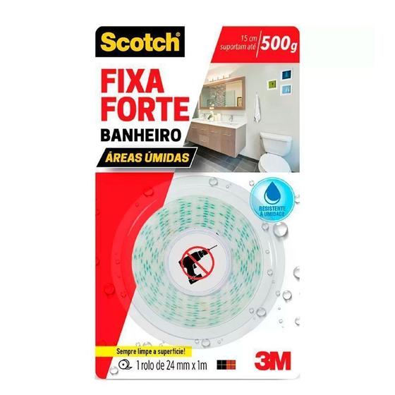 Imagem de Fita Dupla Face 3M Fixa Forte Banheiro 24Mm X 1M Transparente