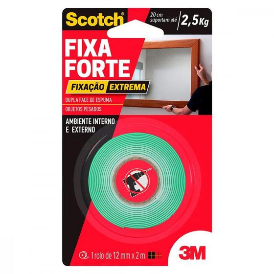 Imagem de Fita Dupla Face 3M Fixa Forte Extrema Espuma 12Mm X 2M - 2,5Kg