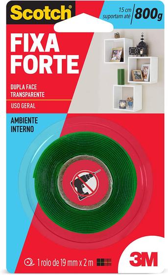 Imagem de Fita Dupla Face 3m Fixa Forte Transparente 19 Mm X 2 Mts 