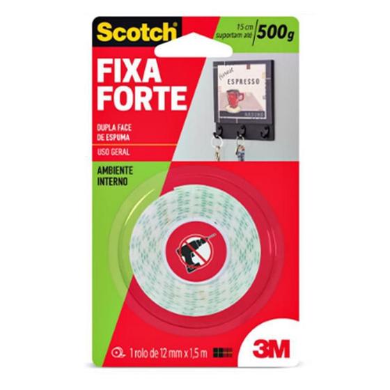 Imagem de Fita dupla face 3m scotch fixa forte espuma 12 mm x 1,5 m - 3m hb004087647