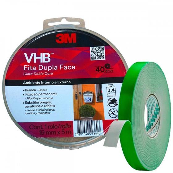 Imagem de Fita Dupla Face 3M Vhb 19Mm X 5M - Espuma - Interna/Externa - Com Estojo