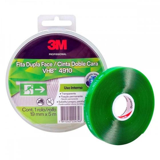 Imagem de Fita Dupla Face 3M Vhb 19Mm X 5M - Transparente Interna - Com Estojo