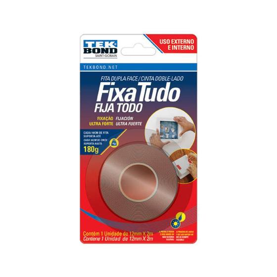 Imagem de Fita Dupla Face Acrílica 12Mm X 2M Fixa Tudo Tekbond