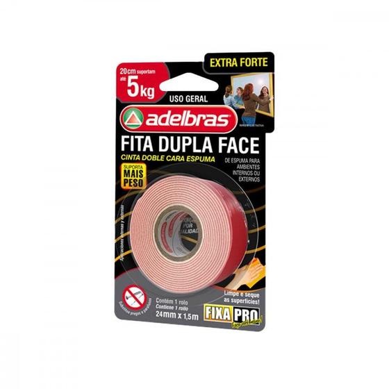 Imagem de Fita Dupla Face Adelbras Espuma Extra Forte 24 X 1,5M Ate 5Kg 0816000015