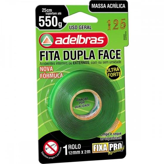 Imagem de Fita Dupla Face Adelbras Interna Externa 12 X 2M