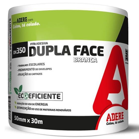 Fita Dupla Face de Papel Branco Adere DK350 50MM X 30M Menor preço em Fita Dupla Face de Papel Branco Adere DK350 50MM X 30M