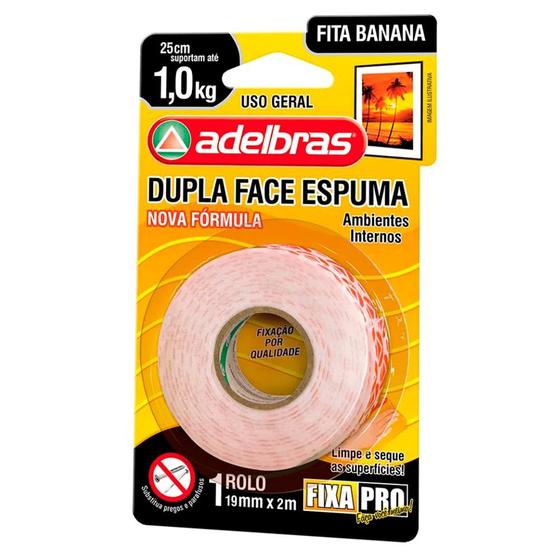 Imagem de Fita Dupla Face Espuma 19mm x 2m Fixa Pro 941- Adelbras