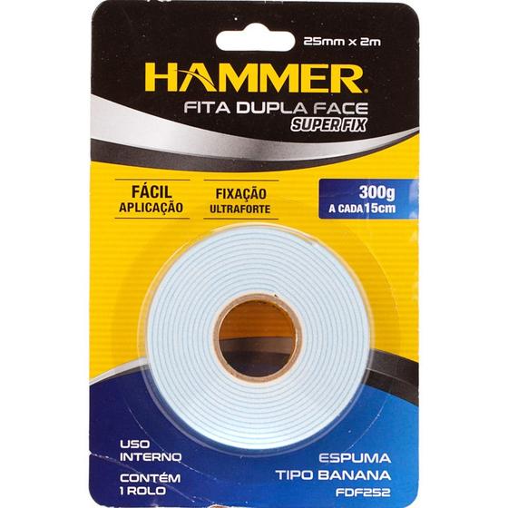 Imagem de Fita dupla face espuma 25mm x 2m FDF-252 - Hammer