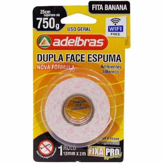Imagem de Fita Dupla Face Espuma Fixapro 12MMX2M Adelbras 01UN