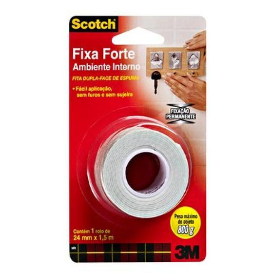 Imagem de Fita Dupla Face Fixa Forte 24mmx1,5 Uso Interno Scotch 3M