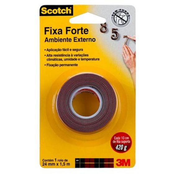 Imagem de Fita Dupla Face Fixa Forte 24mmx1,5m Uso Externo Scotch 3M