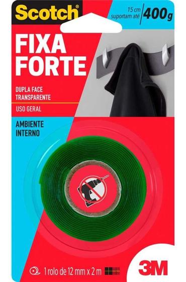 Imagem de Fita dupla face fixa forte transp 12mmx2m 3m