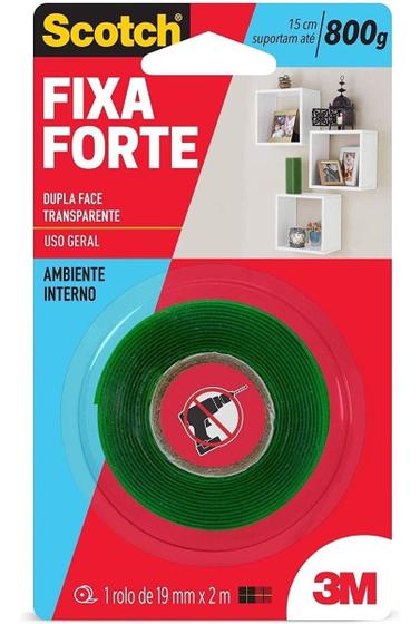 Imagem de FITA DUPLA FACE FIXA FORTE TRANSP 19MMX2M 3M - 6pc
