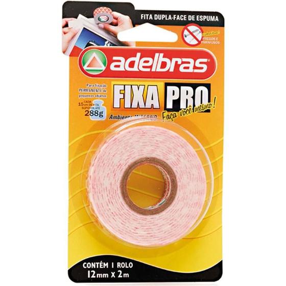 Imagem de Fita dupla face fixa pro espuma 12mmx2m adelbras