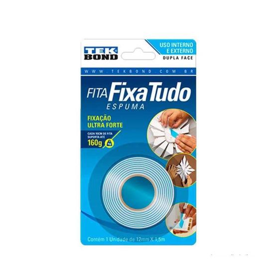 Imagem de Fita dupla face fixa tudo externo e interno 12x1,5 tek bond