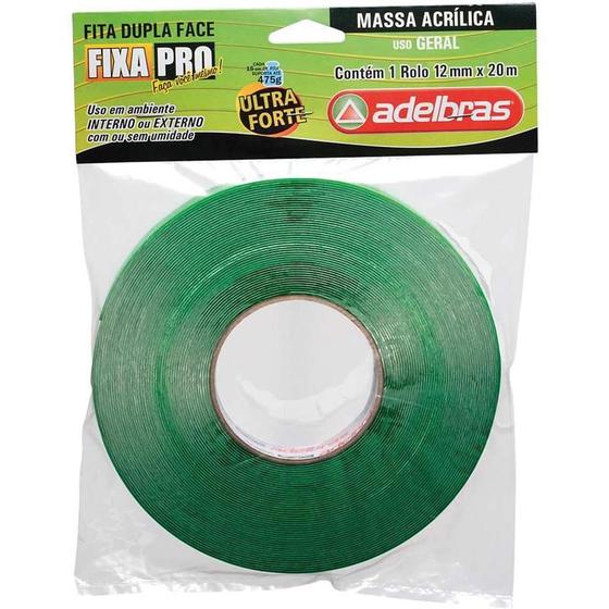 Imagem de Fita dupla face massa acrilica verde 12mmx20m adelbras