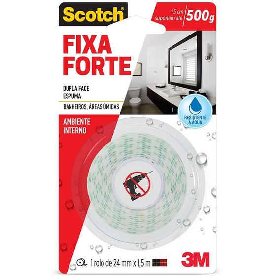 Imagem de Fita Fixa Forte para Banheiro 24mm x 1,5m Scotch 3M