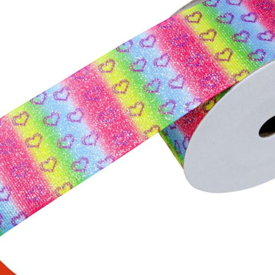 Imagem de Fita Glitter Com Coraçao 40mm Em Poliester Com 9 Metros