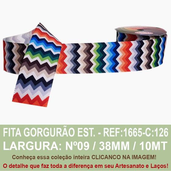 Imagem de Fita gorgurão estampado chevron cor: c126 - ref: 1665/38/126 - sinimbu