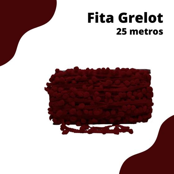 Imagem de Fita Grelot Pompom Bordo 20mm - Com 25 Metros - BRX