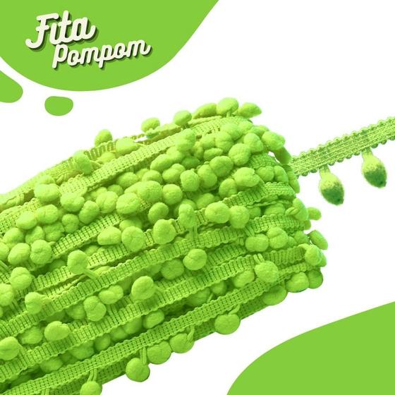 Imagem de Fita Grelot Pompom Verde Folha 30mm - Com 25 Metros - BRX