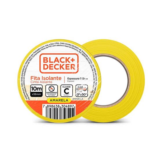 Imagem de Fita Isolante 10m x 18mm Amarela Black+Decker BDMT-0001-05