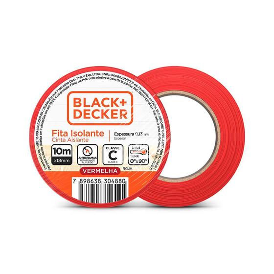 Imagem de Fita Isolante 10m x 18mm Vermelha Black+Decker BDMT-0001-04