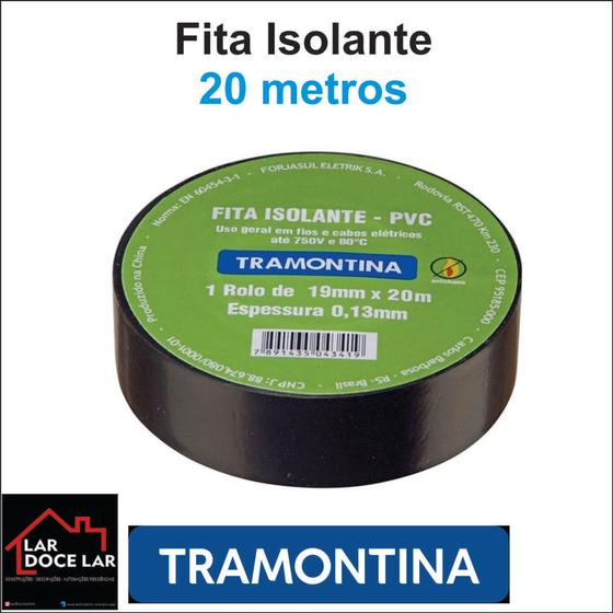 Imagem de Fita Isolante 20 metros - PVC - Antichamas - Tramontina