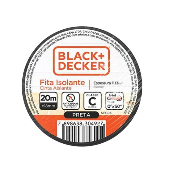 Imagem de Fita Isolante 20m x 18mm Preta Black+Decker BDMT-0001-08