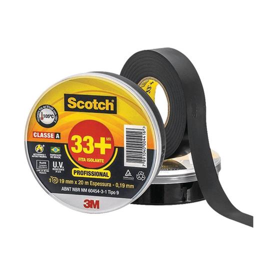 Imagem de Fita Isolante 3m 33+ Scotch 19mm x 20 Metros Suporta 105