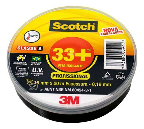 Imagem de Fita Isolante 3m Scotch 33+ Profissional 19mm X 20mts Preta