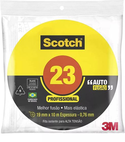 Fita isolante alta tensão 3m scotch 23 auto fusão 19mmx 10m Menor preço em Fita isolante alta tensão 3m scotch 23 auto fusão 19mmx 10m