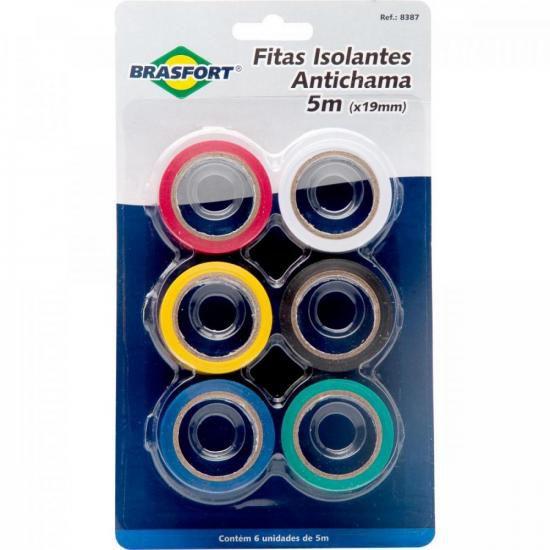 Imagem de Fita Isolante Antichama Colors 5MT C/6 Rolos BRASFORT