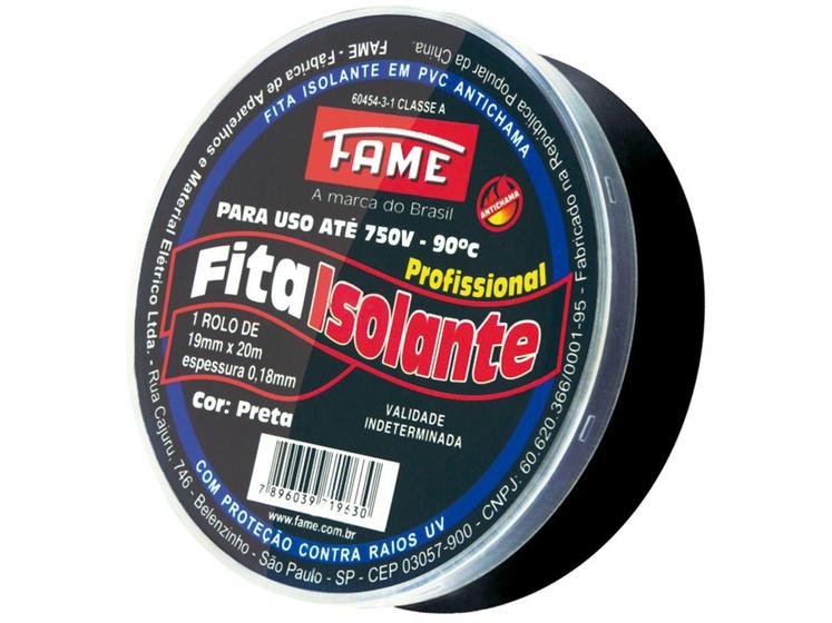 Imagem de Fita Isolante Fame 19mm x 20m x 0,18mm  - Preta