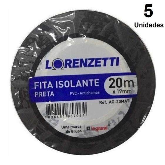 Imagem de Fita Isolante Lorenzetti rolo 19mm X 20m Com 5 Unidades