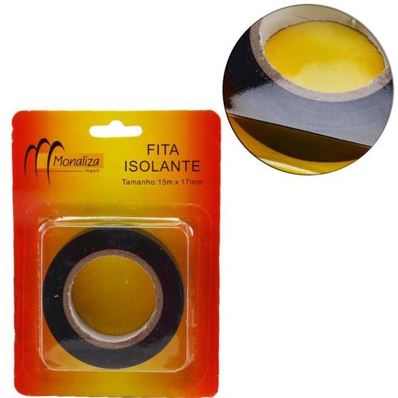 Fita Isolante Preta Anti Chama 15m X 17mm Eletricista - Monaliza Imagem de Fita Isolante Preta Anti Chama 15m X 17mm Eletricista