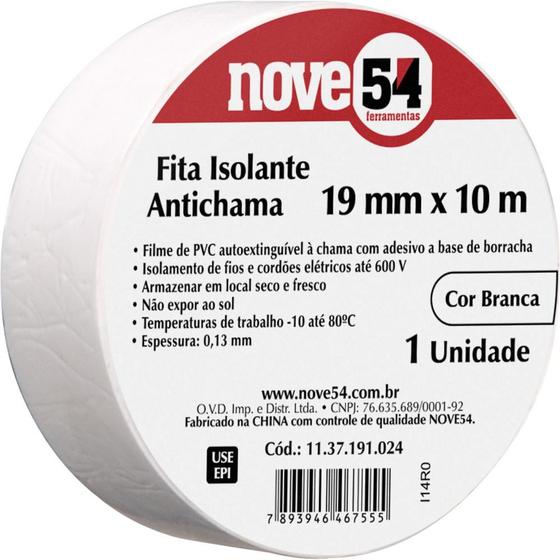 Fita isolante pvc 19mmx10m branca anti chama Nove54 Menor preço em Fita isolante pvc 19mmx10m branca anti chama Nove54