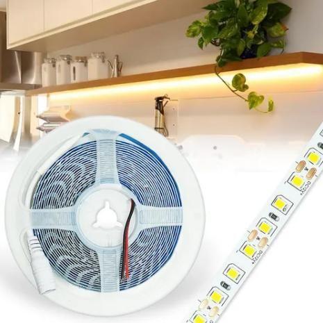 Imagem de Fita led 120 leds 2835 5M 12V Branco Quente 3000K 12W/Metro Para sanca, tabica, espelhos, cortineiro, móveis..