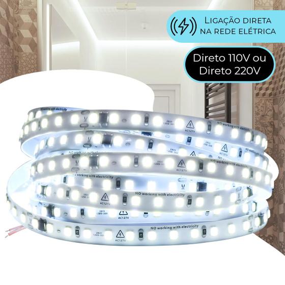 Imagem de Fita Led 220v Direta 120leds/m Rolo 10m Não Usa Fonte Frio