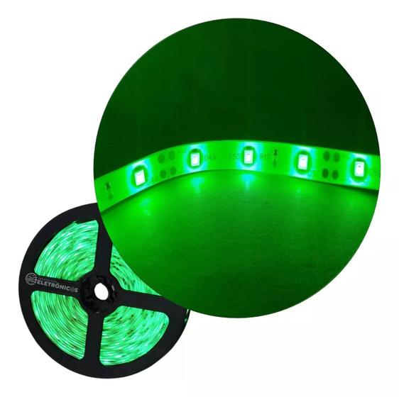 Imagem de Fita LED 3528 Verde Rolo Com 5 Metros e 300 LEDs Siliconada E Adesivo 480 Lumens TB5022