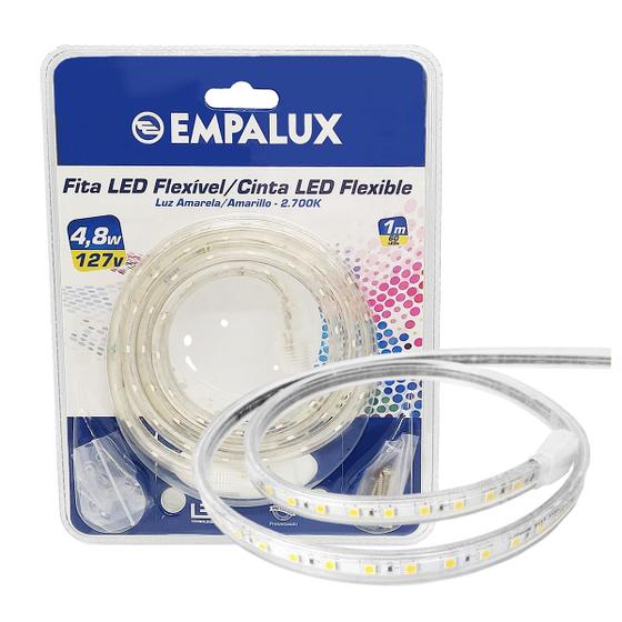 Imagem de Fita Led 4,8w 127v IP66 1Mt Branco Quente Com Driver