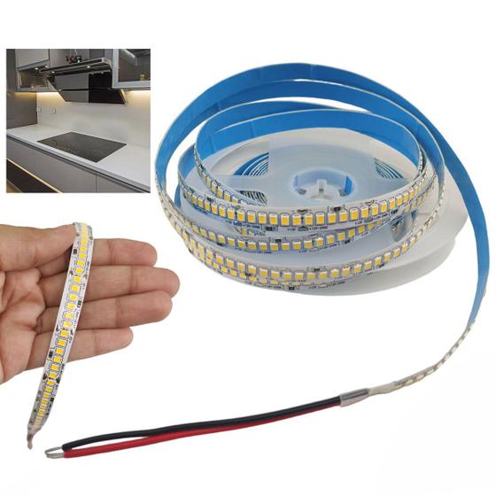 Imagem de Fita Led 5 Metros 240 Leds 16w 3000K Decoraçao Casa Loja Residencia Predio Sala Teto Rebaixado Sanca Gesso Iluminaçao Gamer